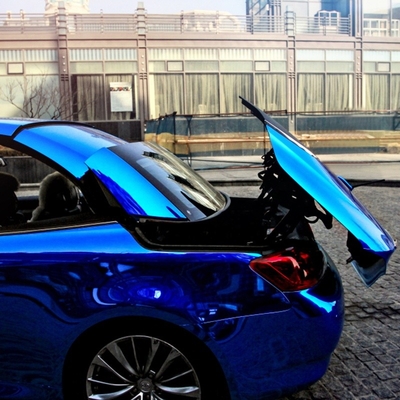 Chất kết dính có thể tháo rời Chrome Blue Car Wrap Hiệu ứng gương bọc Vinyl