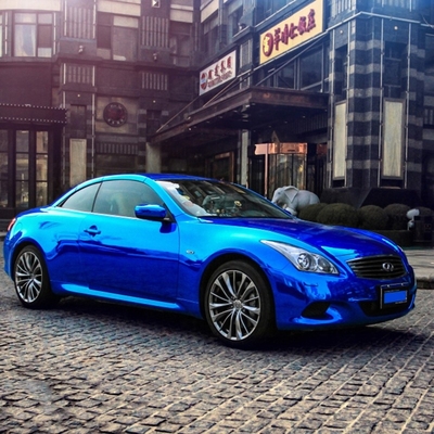 Chất kết dính có thể tháo rời Chrome Blue Car Wrap Hiệu ứng gương bọc Vinyl