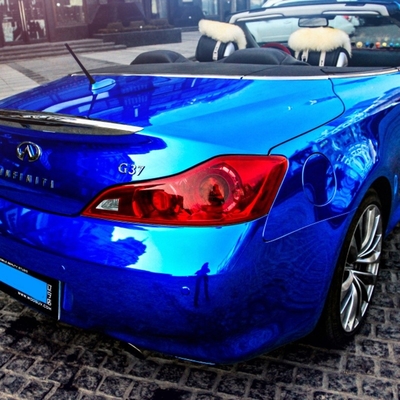 Chất kết dính có thể tháo rời Chrome Blue Car Wrap Hiệu ứng gương bọc Vinyl