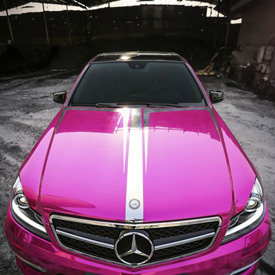 Phát hành không khí Gương bóng Chrome Vinyl bọc Phim có thể trượt Hoa hồng màu đỏ bọc xe hơi