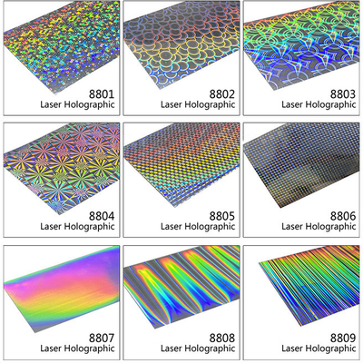 Keo dán Laser Holographic Cắt màu Vinyl Phim ảnh 0,08mm để trang trí